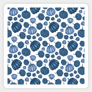 Pretty Blue Pumpkin Pattern on a White Background Sticker